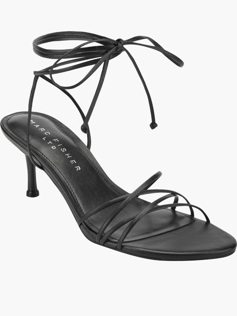 Marc Fisher Black Lace-Up Strappy Heel Sandal